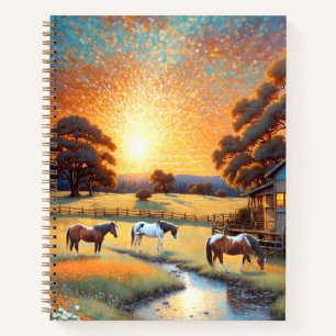 Pferd auf Bauernhof Wildblumenwiese Notizbuch