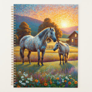 Pferd auf Bauernhof Wildblumenwiese Planer