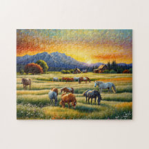 Pferd auf Bauernhof Wildblumenwiese