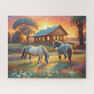 Pferd auf Bauernhof Wildblumenwiese Puzzle