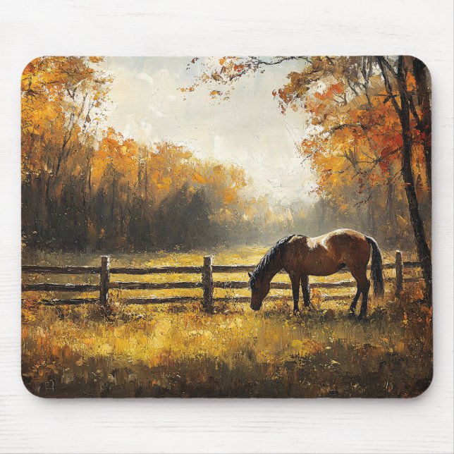 Pferd auf dem Feld Goldene Stunde Malerei Mousepad (Vorne)