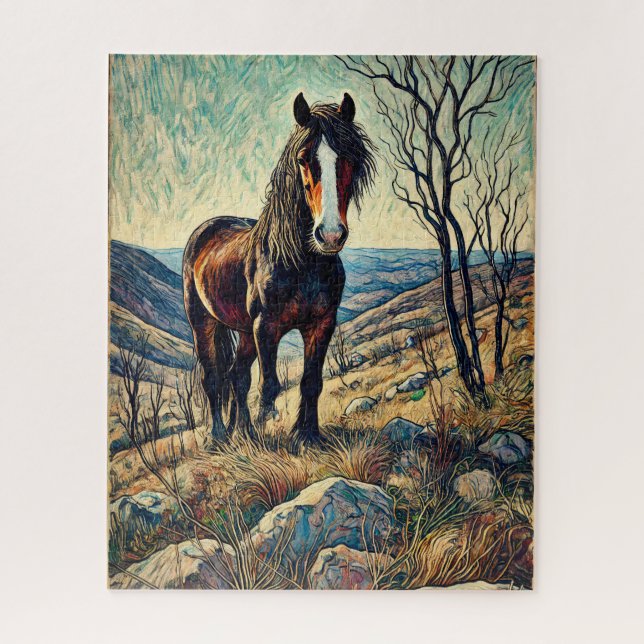 Pferd auf dem Hillside 500 Stück Puzzle (Vertikal)