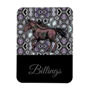 Pferd auf dem Lila Hue/Name-Design Magnet