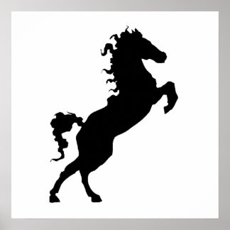 Pferd auf der Hind Legs Silhouette Poster