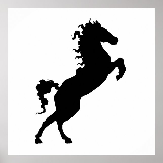 Pferd auf der Hind Legs Silhouette Poster (Vorne)