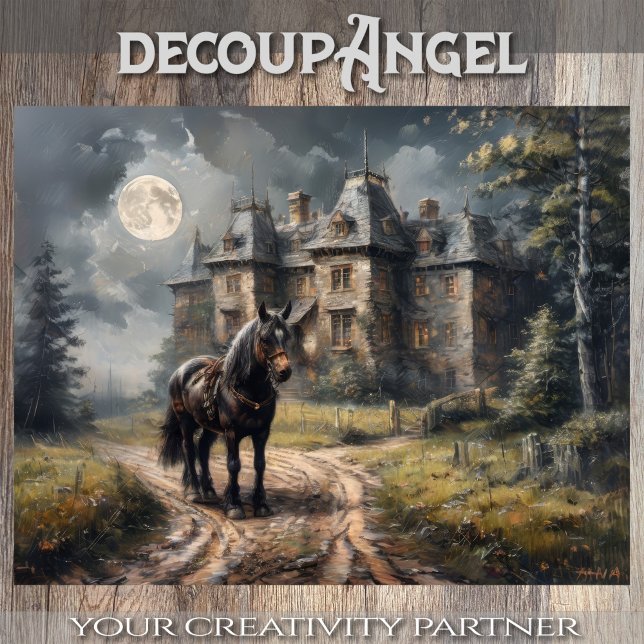 Pferd auf der Landstraße - Decoupage - Seidenpapier (Von Creator hochgeladen)