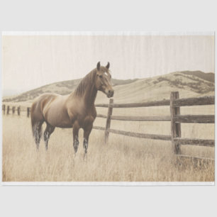 Pferd auf der Range Vintage-Sepia-Decoupage Seidenpapier