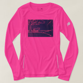 Pferd auf einem Hügel-Damen-athletischen langen T-Shirt