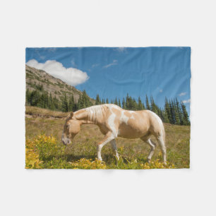 Pferd auf Gräsern im Sommer auf der Alp Wiese Fleecedecke