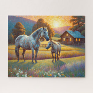 Pferd auf landwirtschaftlicher Blumenwiese Puzzle