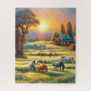 Pferd auf landwirtschaftlicher Blumenwiese Puzzle