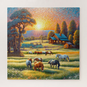 Pferd auf landwirtschaftlicher Wildblumenwiese Puzzle