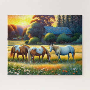 Pferd auf landwirtschaftlicher Wildblumenwiese Puzzle