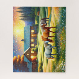 Pferd auf landwirtschaftlicher Wildblumenwiese Puzzle