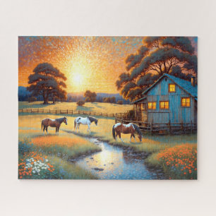 Pferd auf landwirtschaftlicher Wildblumenwiese Puzzle