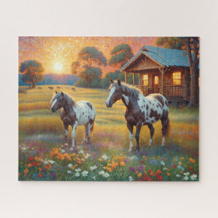 Pferd auf landwirtschaftlicher Wildblumenwiese Puzzle