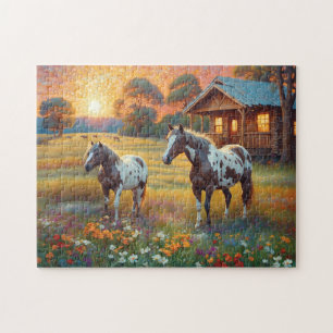 Pferd auf landwirtschaftlicher Wildblumenwiese Puzzle