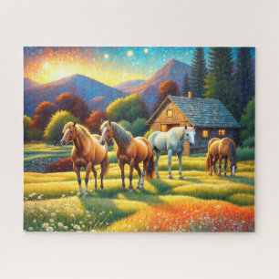 Pferd auf landwirtschaftlicher Wildblumenwiese Puzzle