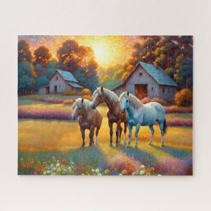 Pferd auf landwirtschaftlicher Wildblumenwiese Puzzle
