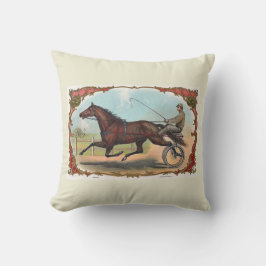 Pferd auf Rädern Vintages Pferderennen Kissen