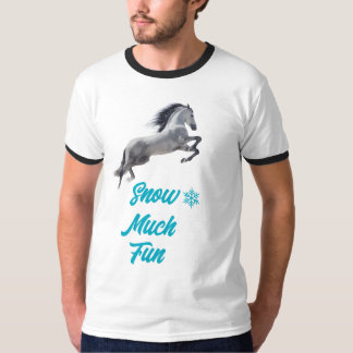 Pferd auf Schnee viel Spaß T-Shirt