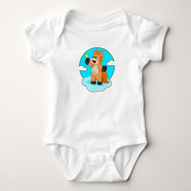 Pferd auf Wolken Baby Strampler (Vorderseite)