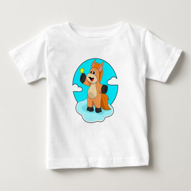 Pferd auf Wolken Baby T-shirt (Vorderseite)