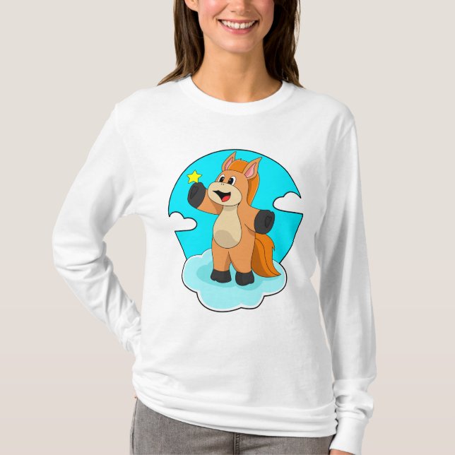 Pferd auf Wolken T-Shirt (Vorderseite)
