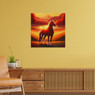 Pferd bei Sonnenuntergang Poster