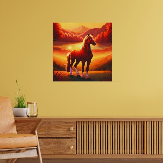 Pferd bei Sonnenuntergang Poster (Wohnzimmer 2)