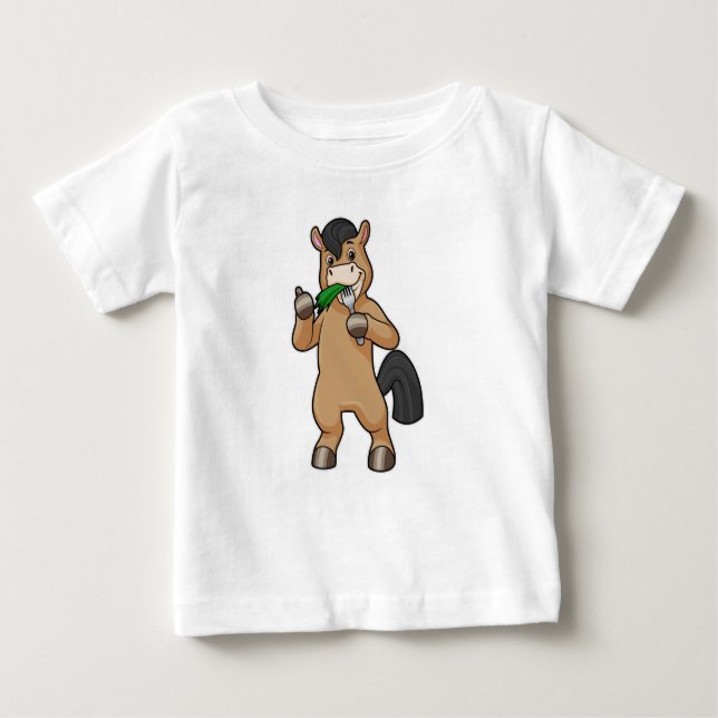 Pferd beim Essen Vegan Baby T-shirt (Vorderseite)