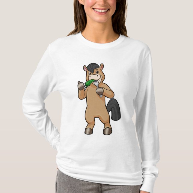 Pferd beim Essen Vegan T-Shirt (Vorderseite)