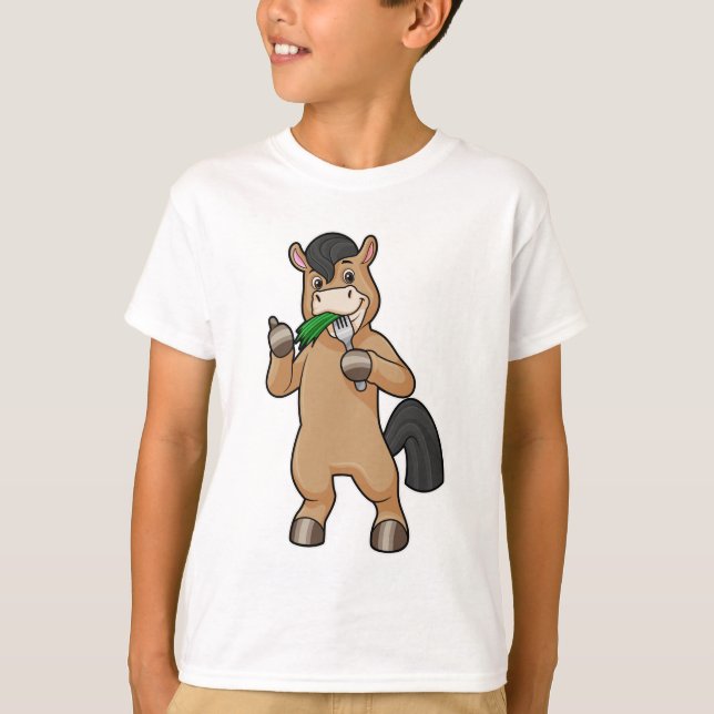 Pferd beim Essen Vegan T-Shirt (Vorderseite)