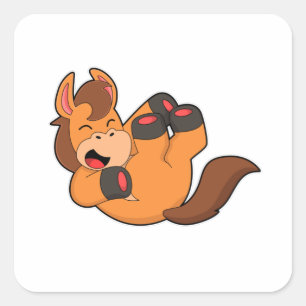 Pferd beim Lachen Quadratischer Aufkleber