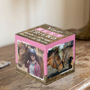 Pferd bester Freund 4 Foto rustikal braun pink Würfel