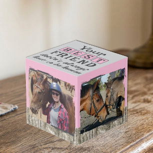 Pferd bester Freund 4 Foto rustikal grau pink Würfel