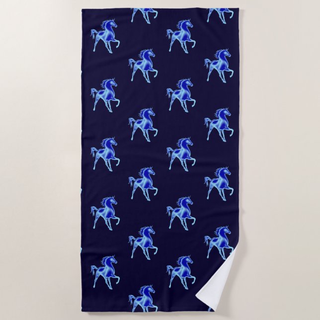 Pferd Blue Beach Handtuch - Farben auswählen (Vorderseite)