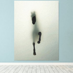 Pferd bricht durch den Nebel - Abstrakte Kunst Leinwanddruck
