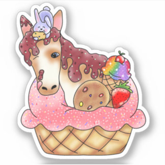 Pferd & Bunny Cupcake Dessert | Aufkleber