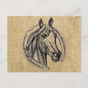 Pferd-Cameo auf Jute Postkarte