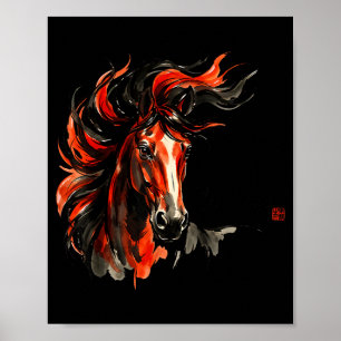 Pferd Chinesisches Neujahr 2026 Illustration Poster