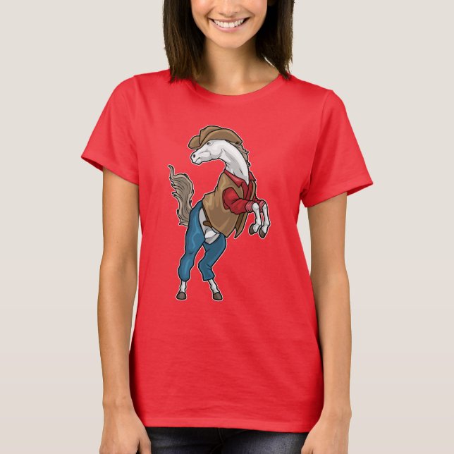 Pferd Cowboy Cowboyhut T-Shirt (Vorderseite)