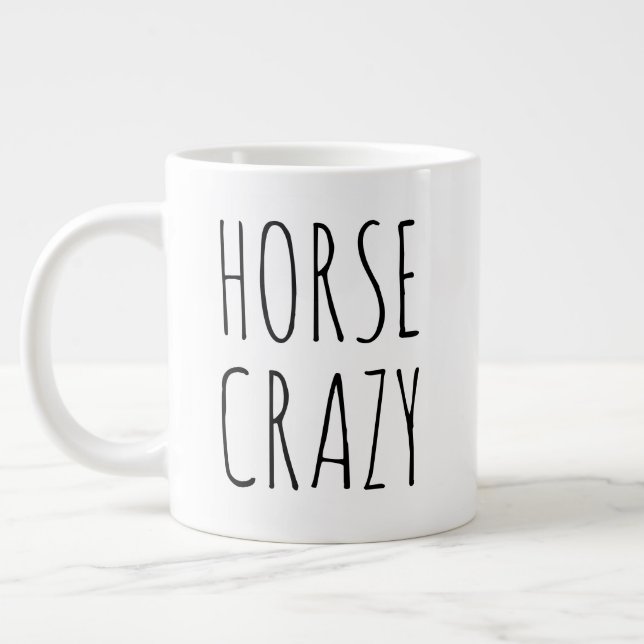 "Pferd Crazy" Einfaches modernes Bauernhaus Jumbo-Tasse (Links)