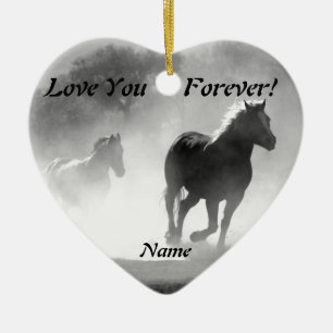 Pferd, das aus dem Nebel heraus galoppiert Keramik Ornament