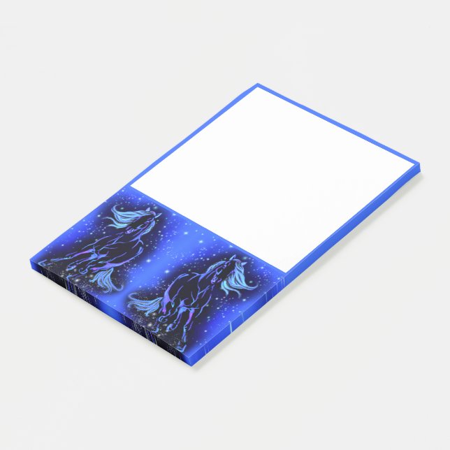 Pferd, das bei Mondlicht blau läuft Post-it Klebezettel (angewinkelt)