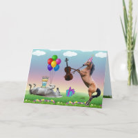 Pferd, das die Geige-Geburtstagskarte spielt