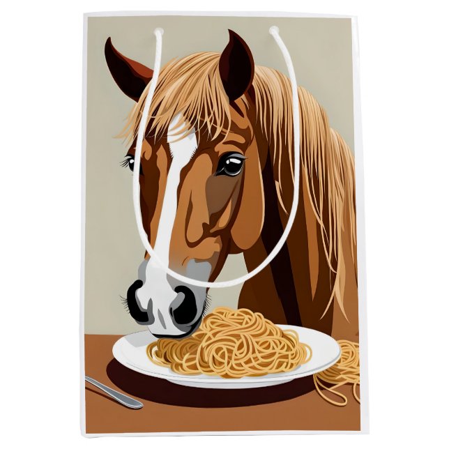 Pferd, das Spaghetti isst  Mittlere Geschenktüte (Vorderseite)
