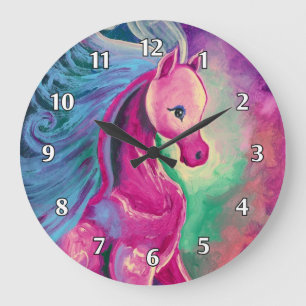 Pferd der hellen Farben Große Wanduhr