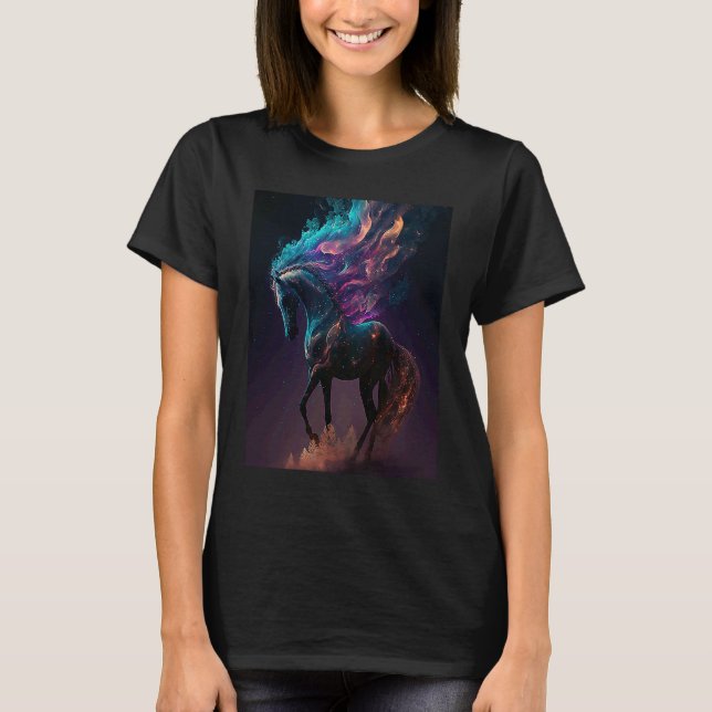 Pferd der nigh-reitenden Mädchen T-Shirt (Vorderseite)
