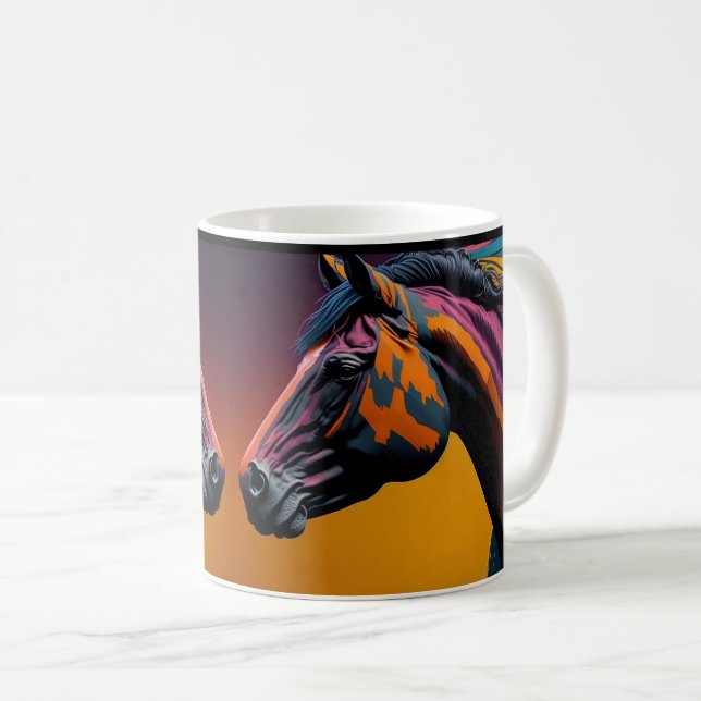 Pferd Design, Rustikale Bauernhoftier-Kunstbecher Kaffeetasse (VorderseiteRechts)